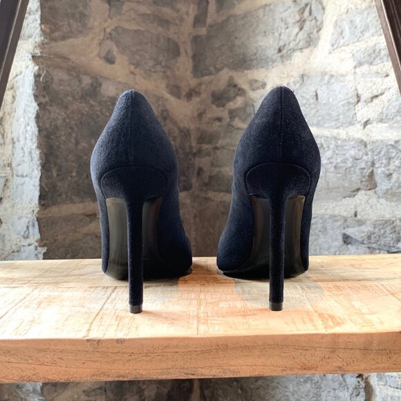 Saint Laurent Paris Black Suede Anja Heels - Picture 6 of 11